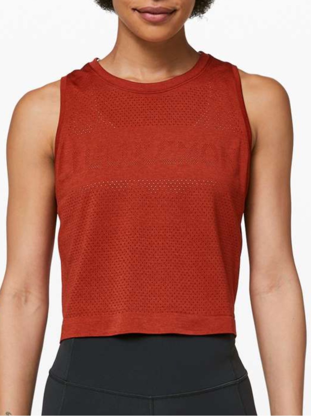 Lululemon Breeze By Muscle Crop Tank size 6 in Cayenne